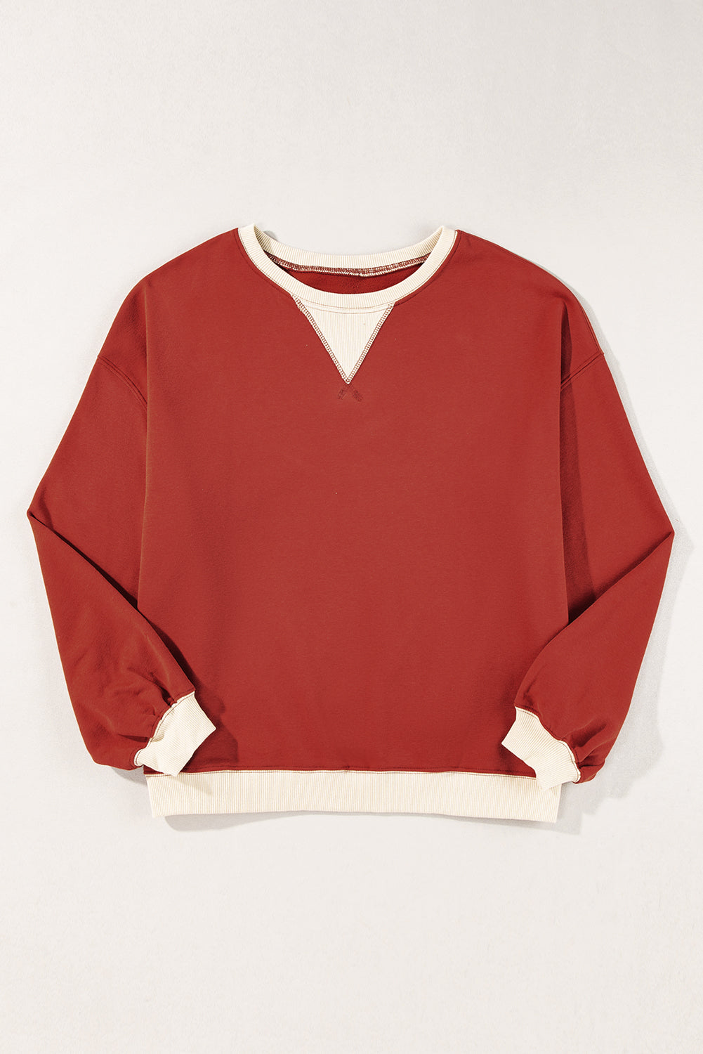 Oversized Sweatshirt Color Block Patch Drop Shoulder