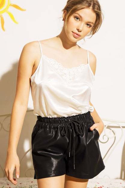 Leather Shorts with Pockets