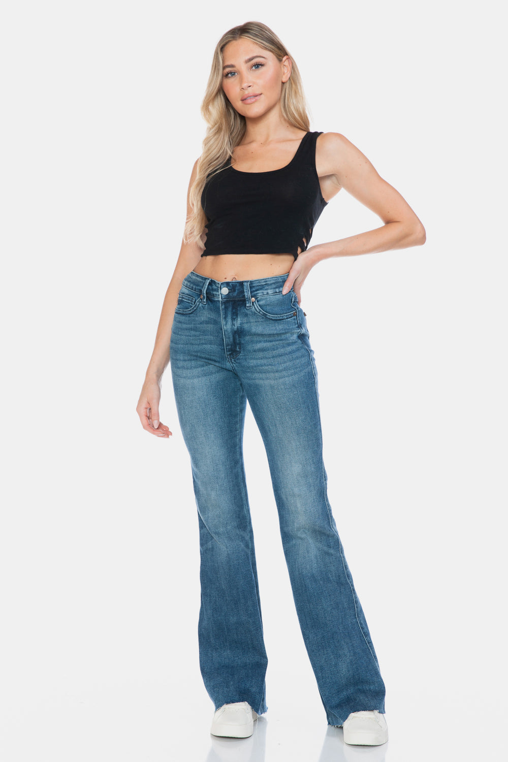 Judy Blue Tummy Control Cut Hem Flare Jeans