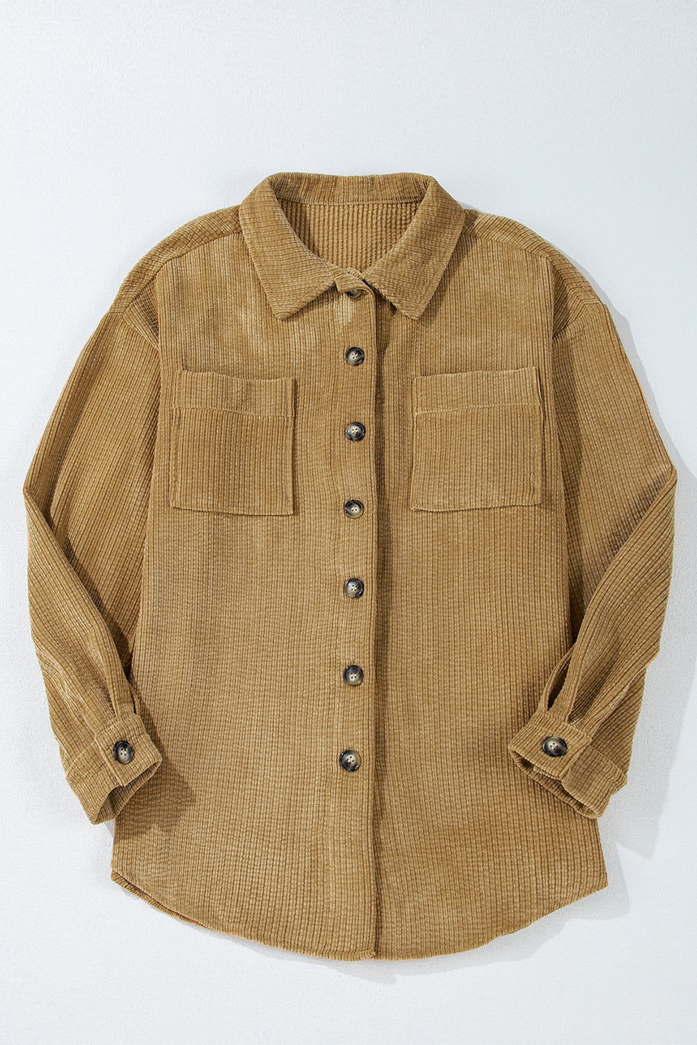 Patched Pocket Button Up Corduroy Shacket