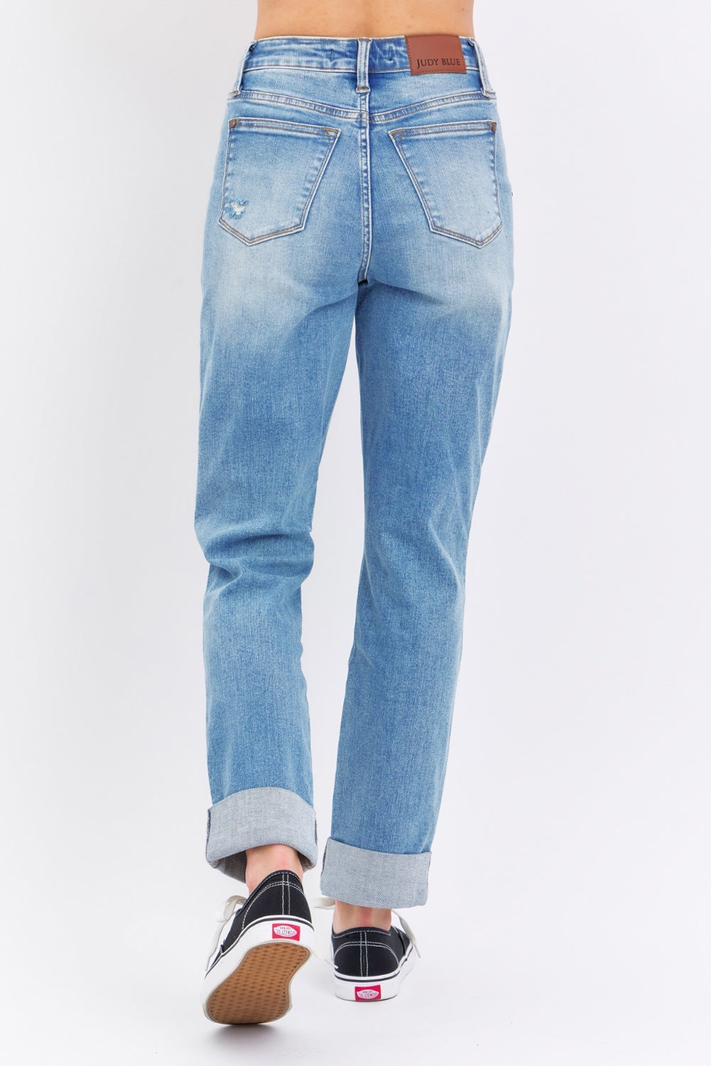 Judy Blue Distressed Straight Jeans with Patch Pockets