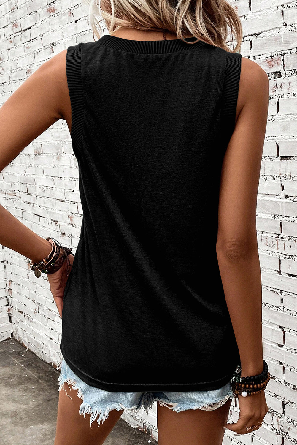 Ribbed V Neck Tank