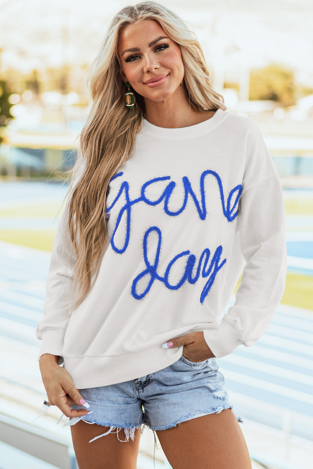 Tinsel Game Day Drop Shoulder Graphic Sweatshirt