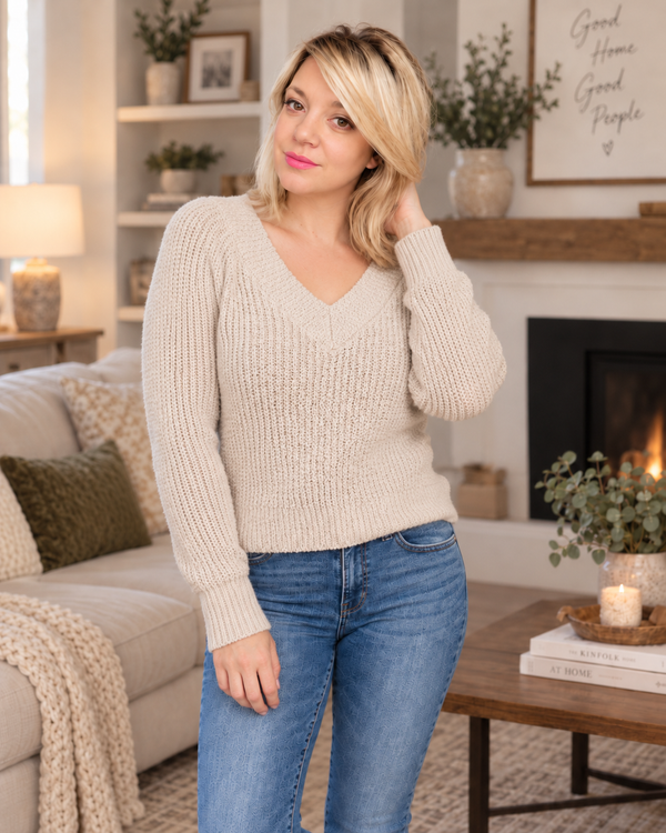 beige vneck sweater