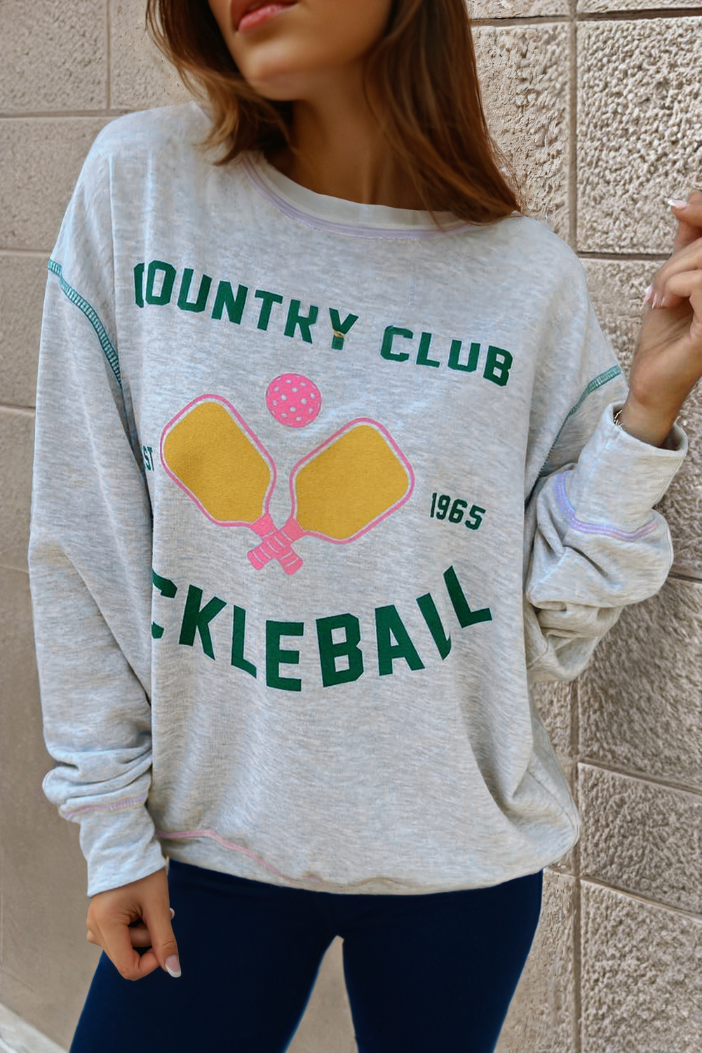 Light Grey COUNTRY CLUB PICKLEBALL Casual Sweatshirt