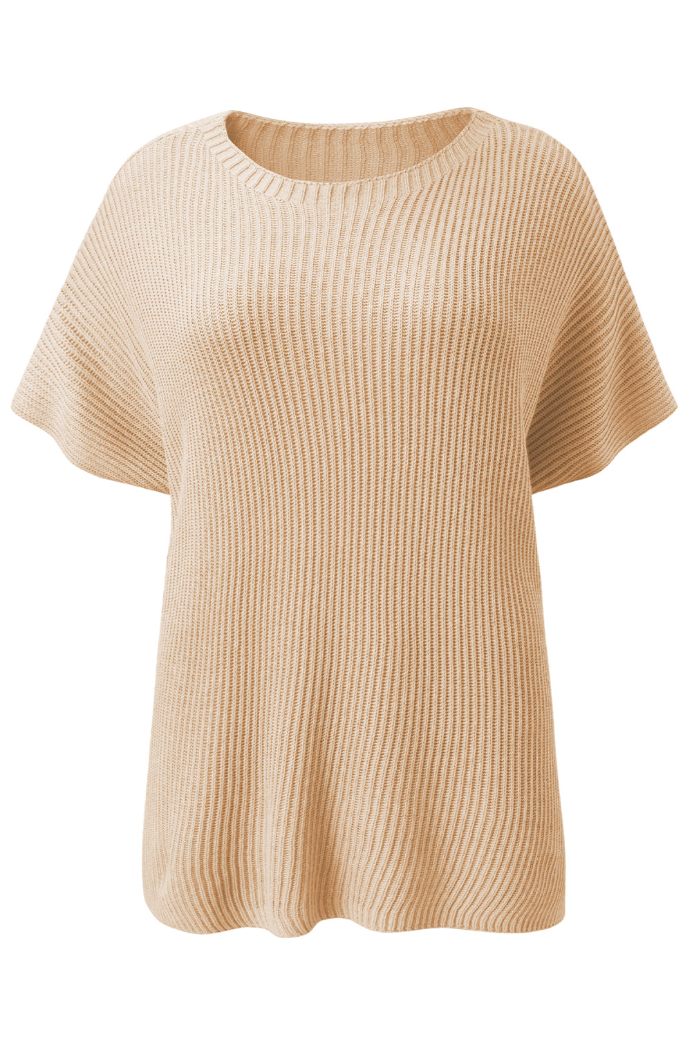 Short Sleeve Side Slit Oversized Sweater