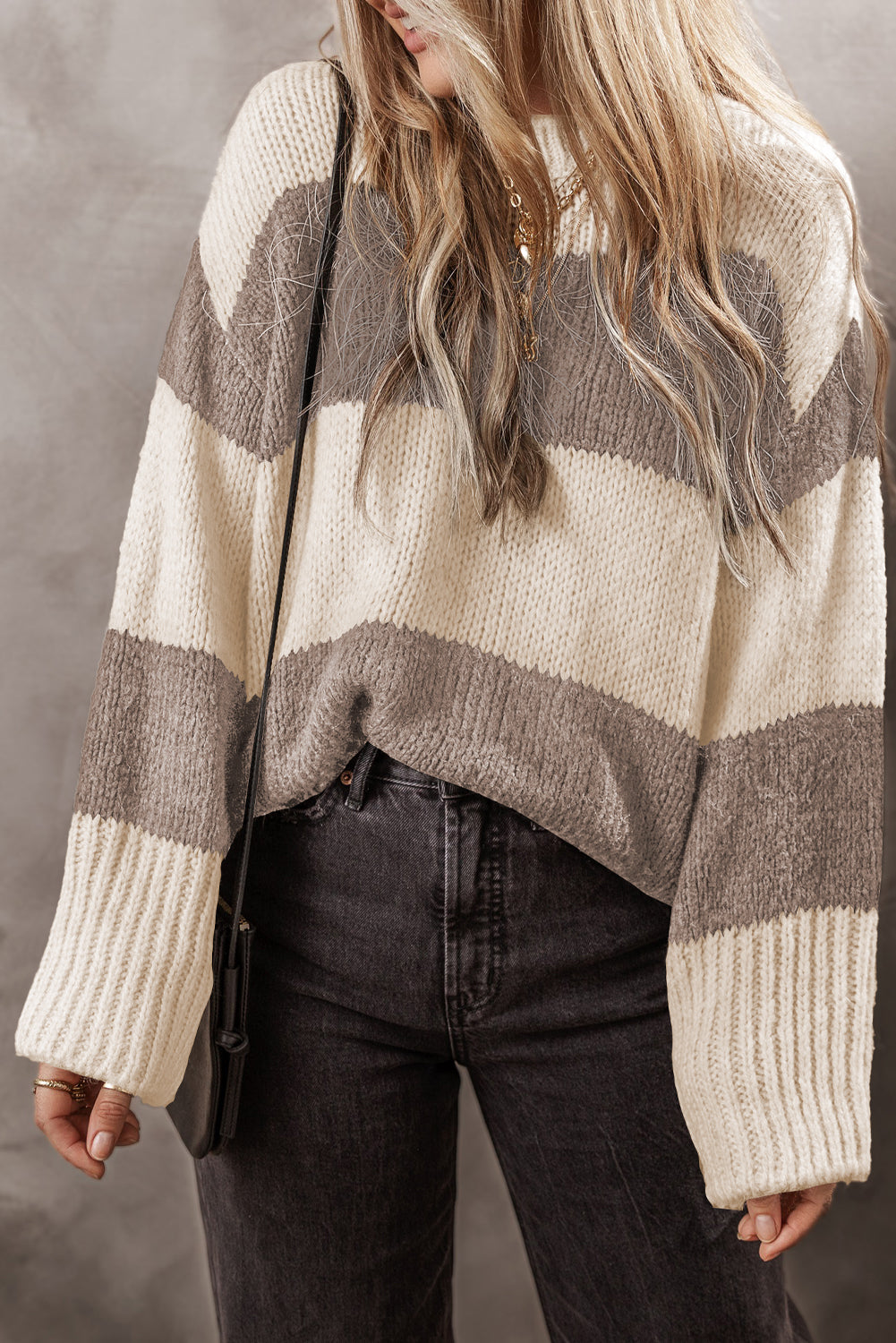 Color Block Loose Pullover Sweater