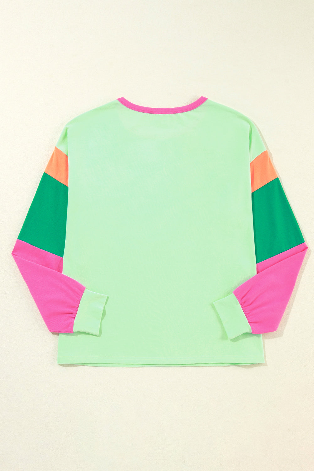 Color Block Patchwork Long Sleeve Loose Top