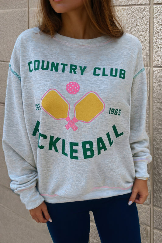 Light Grey COUNTRY CLUB PICKLEBALL Casual Sweatshirt