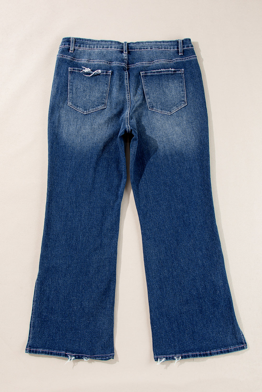 Dirty Blue High Waist Side Slits Flare Jeans in CURZY SIZE ONLY