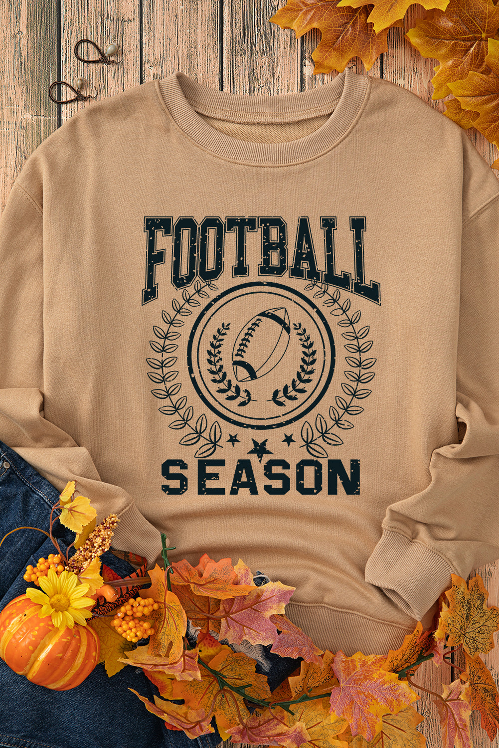 Khaki FOOTBALL SEASON Graphic Game Day Sweatshirt