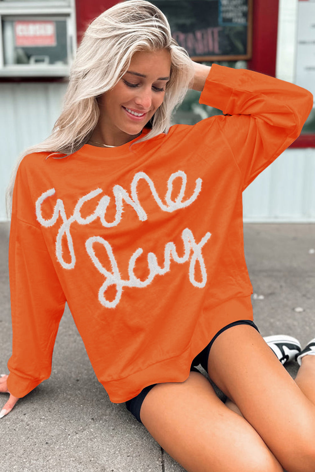 Tinsel Game Day Drop Shoulder Graphic Sweatshirt