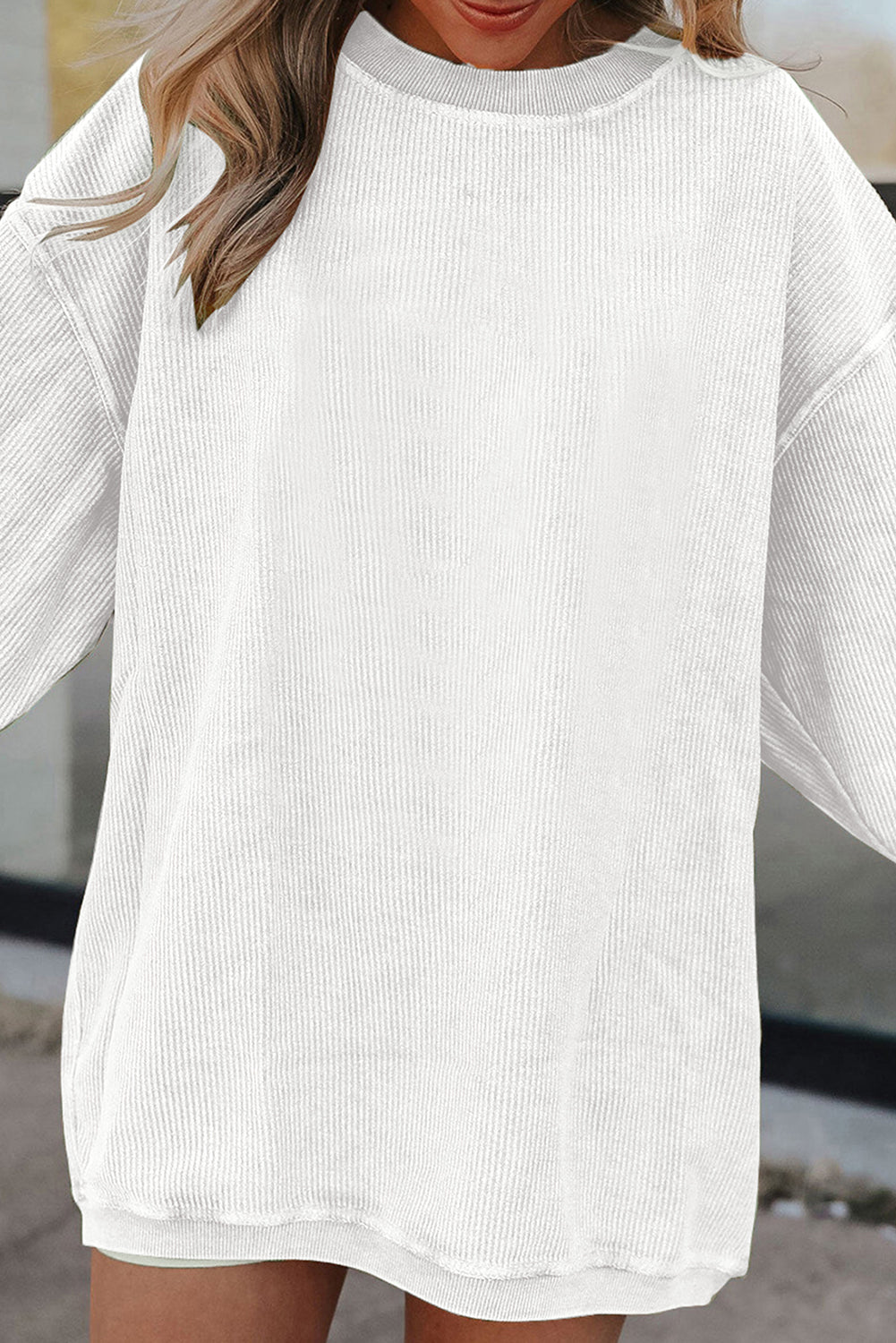 Ribbed Corduroy Oversized Sweatshirt