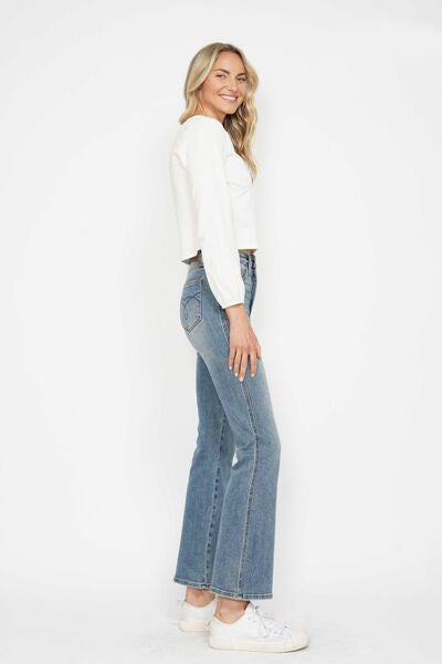 Judy Blue Tummy Control Back Embroidered Pocketed Bootcut Jeans