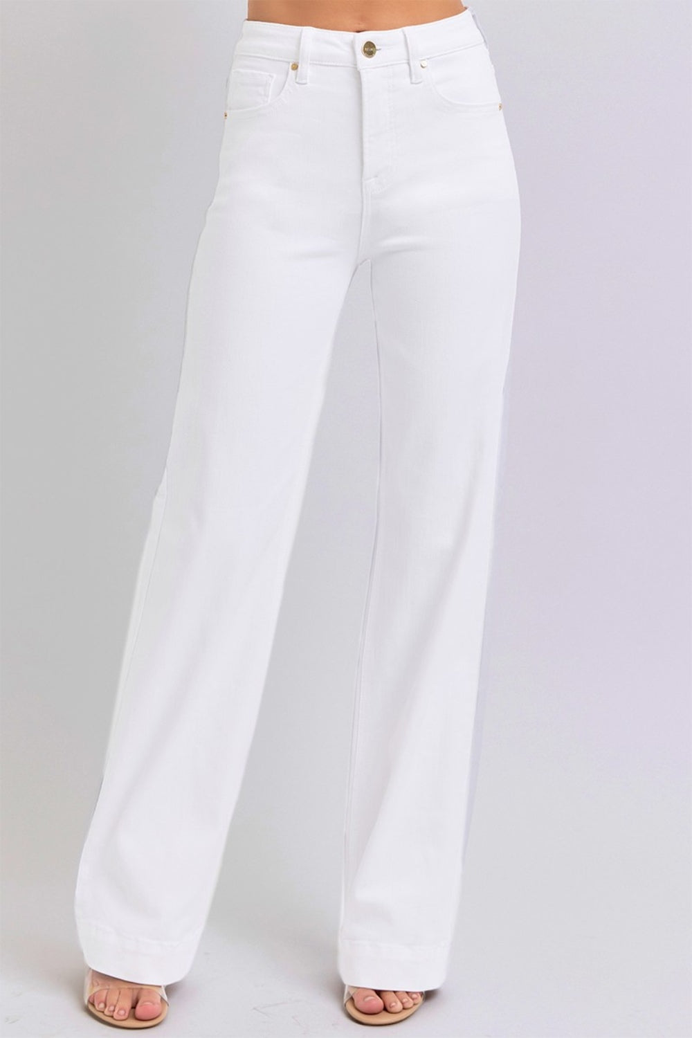 RISEN White High Waist Straight Jeans