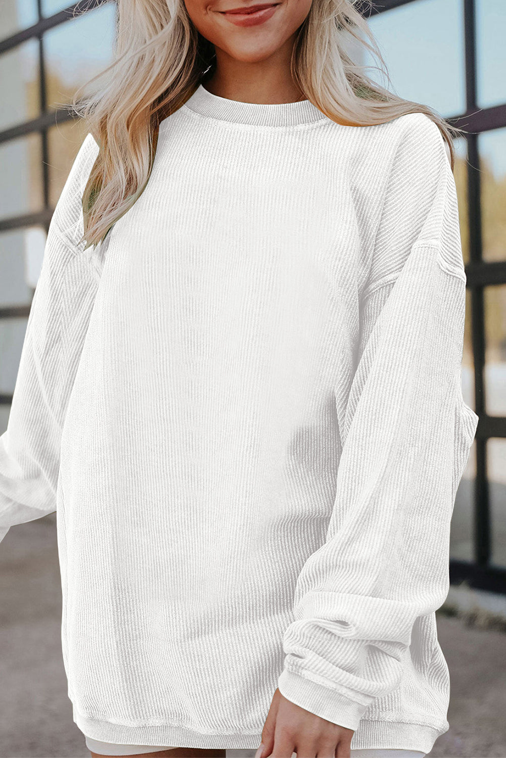 Ribbed Corduroy Oversized Sweatshirt