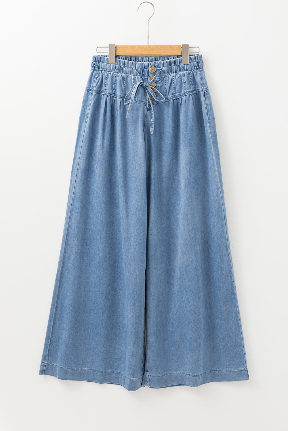 Mineral Wash Button Fly Waist Wide Leg Jeans