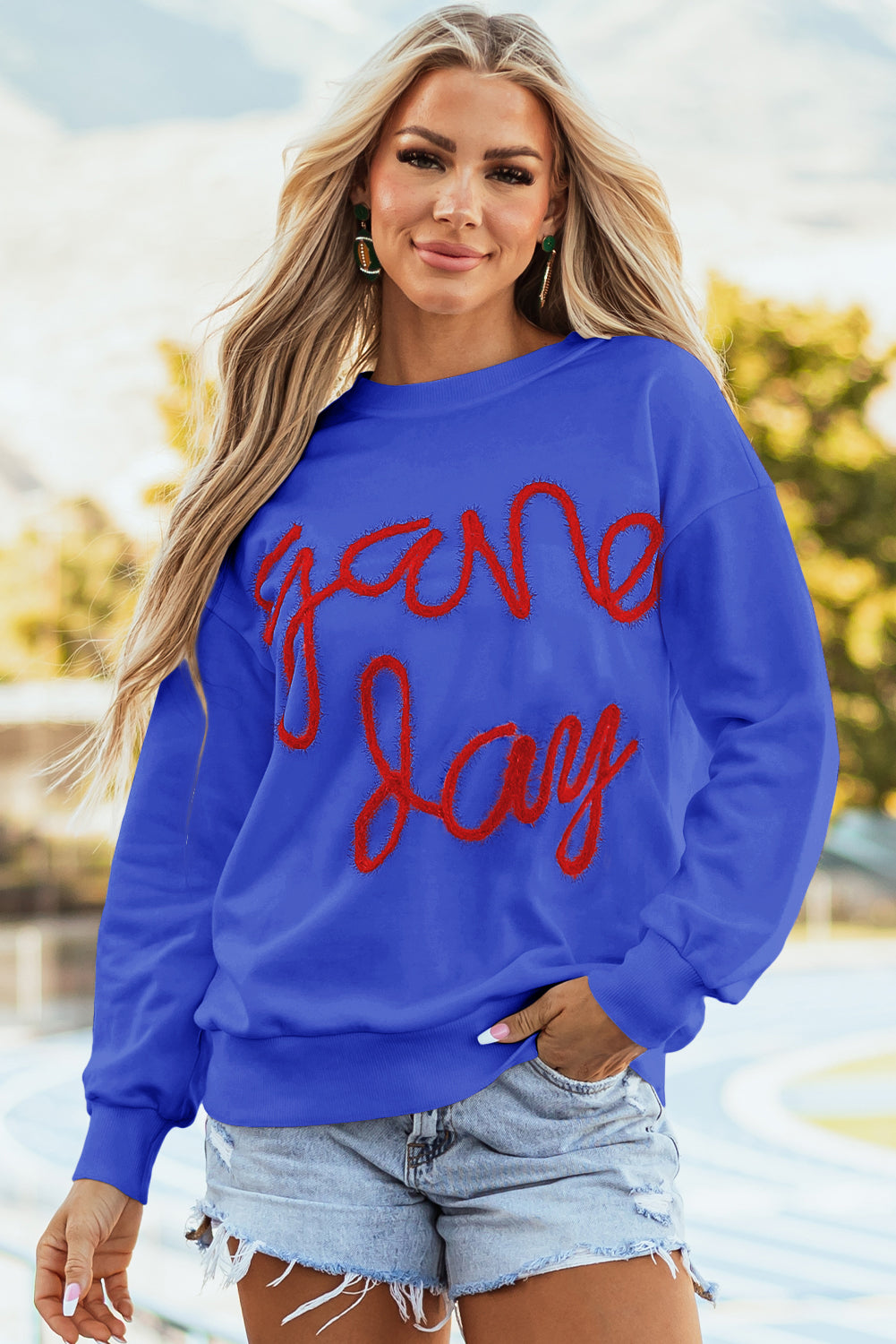 Dark Blue Tinsel Game Day Sweatshirt