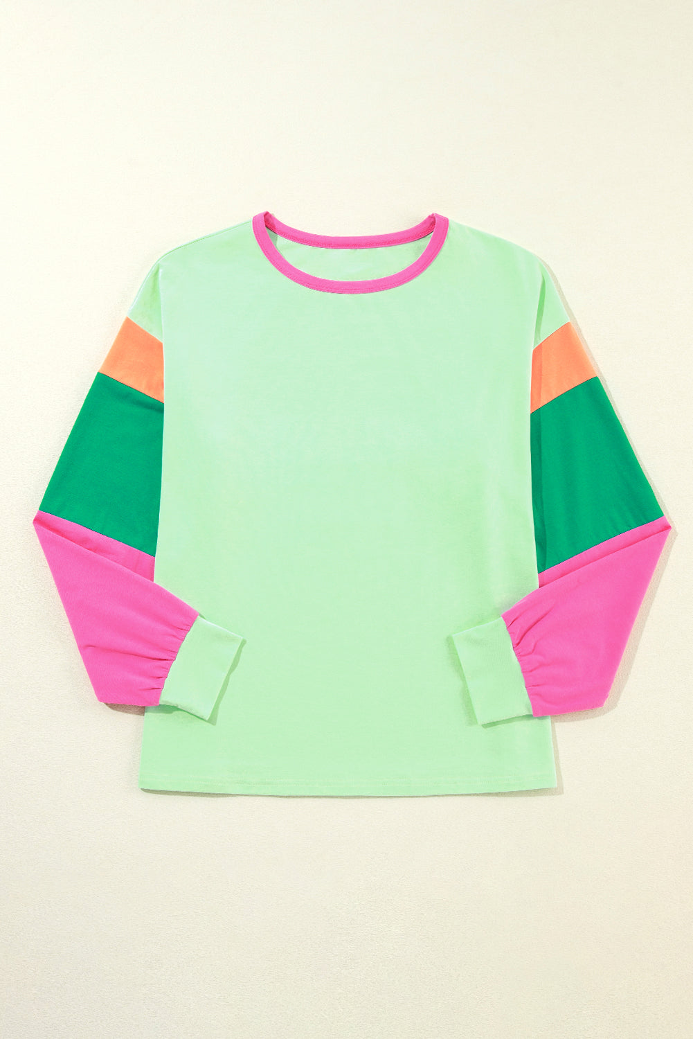 Color Block Patchwork Long Sleeve Loose Top