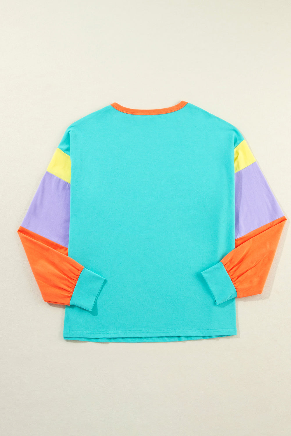 Color Block Patchwork Long Sleeve Loose Top