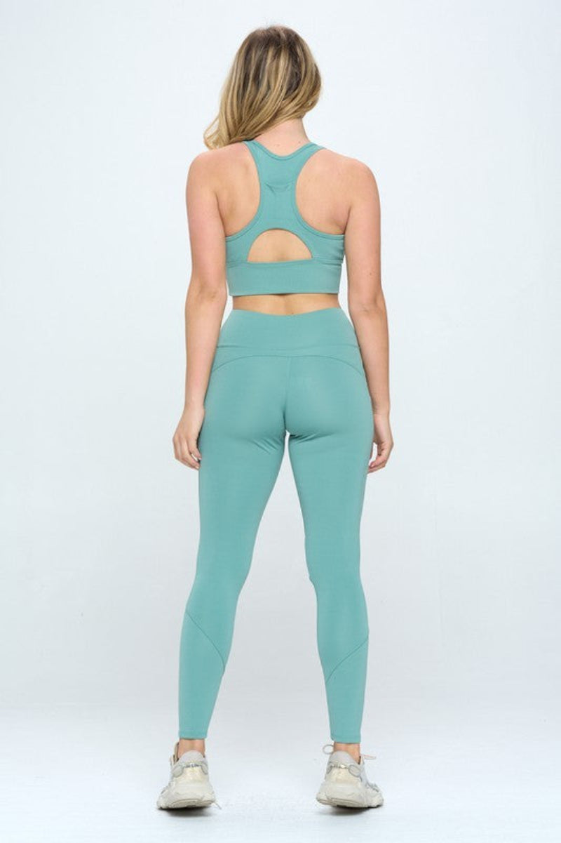 Two Piece Activewear Legging Set with Cut-Out Detail