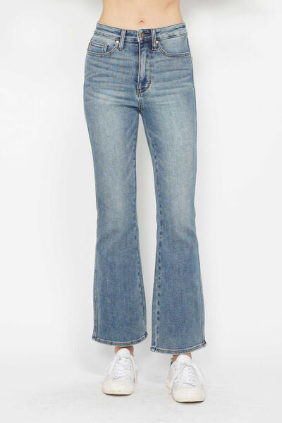 Judy Blue Tummy Control Back Embroidered Pocketed Bootcut Jeans