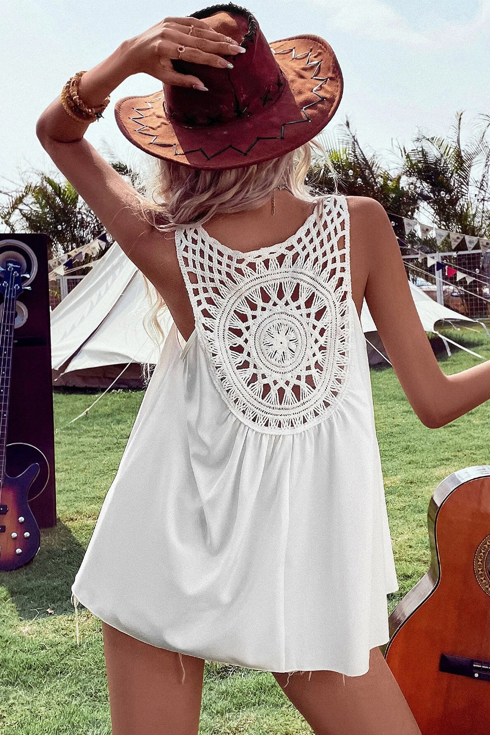 Bohemian Crochet Patchwork Sleeveless Tunic