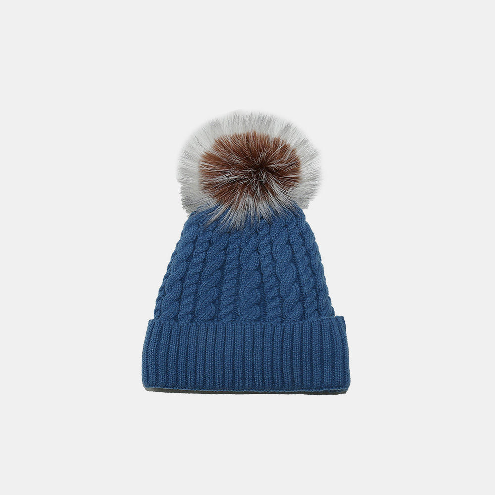 Cable Knit Winter Hat with Pom Pom