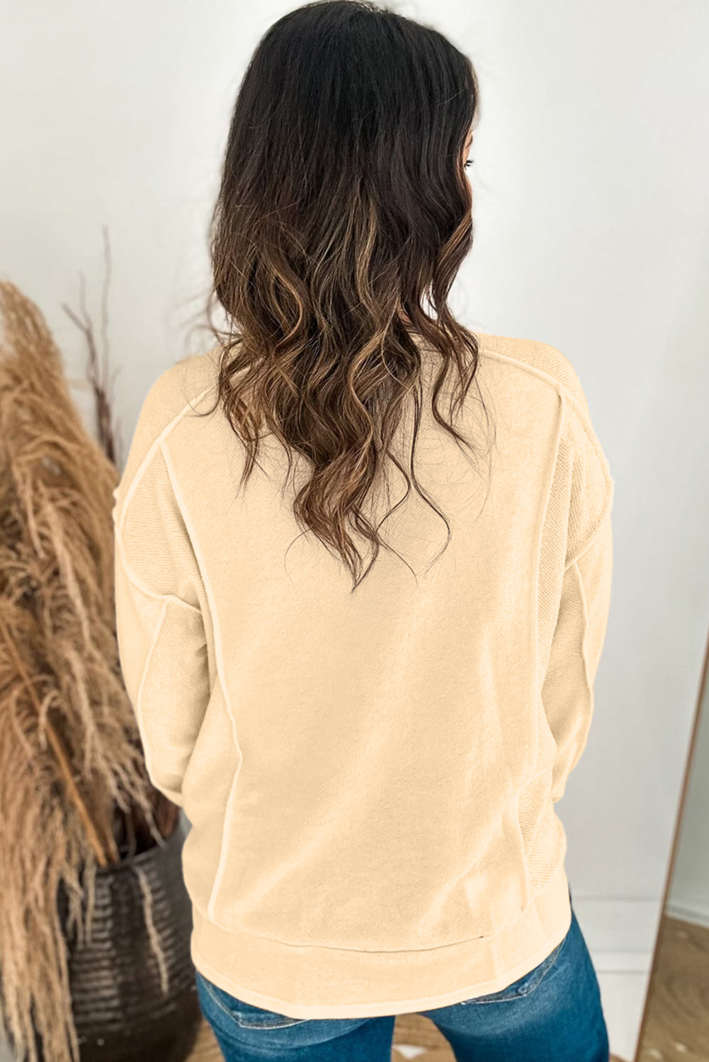 Splicing Round Neck Pullover Sweatshirt