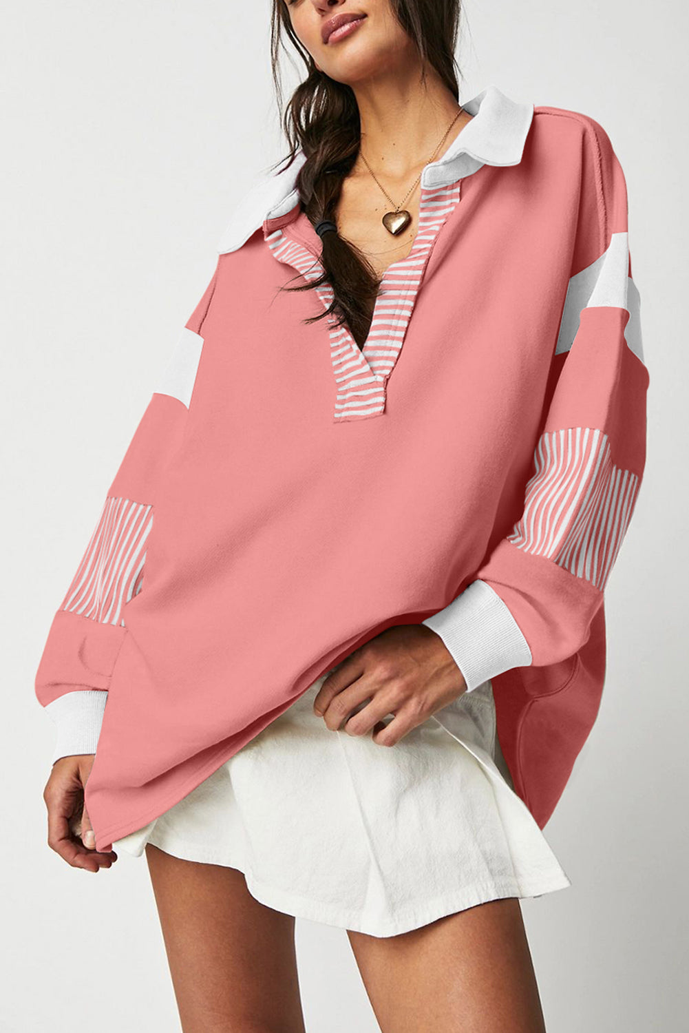 Striped Color Block Patchwork Sweatshirt