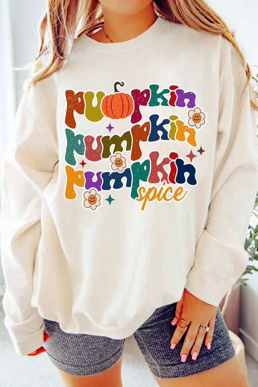 Beige Cute Pumpkin Spice Sweatshirt