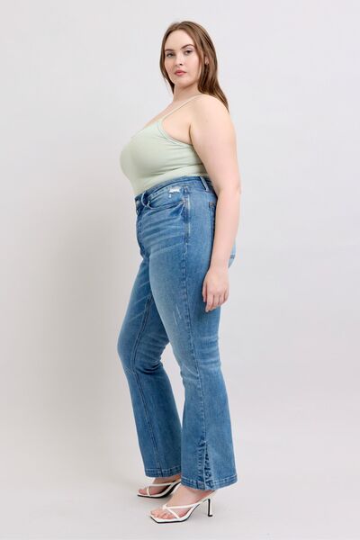 Judy Blue Tummy Control Vintage Wash Side Slit Slim Boot Jeans