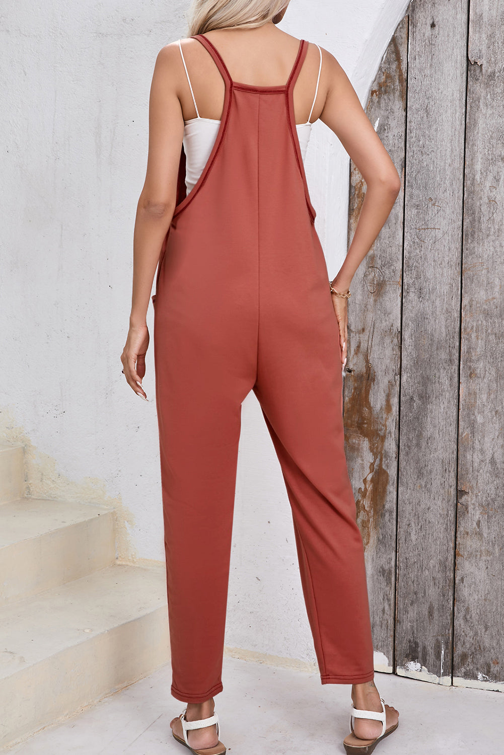 V-Neck Jumpsuit with Side Pockets