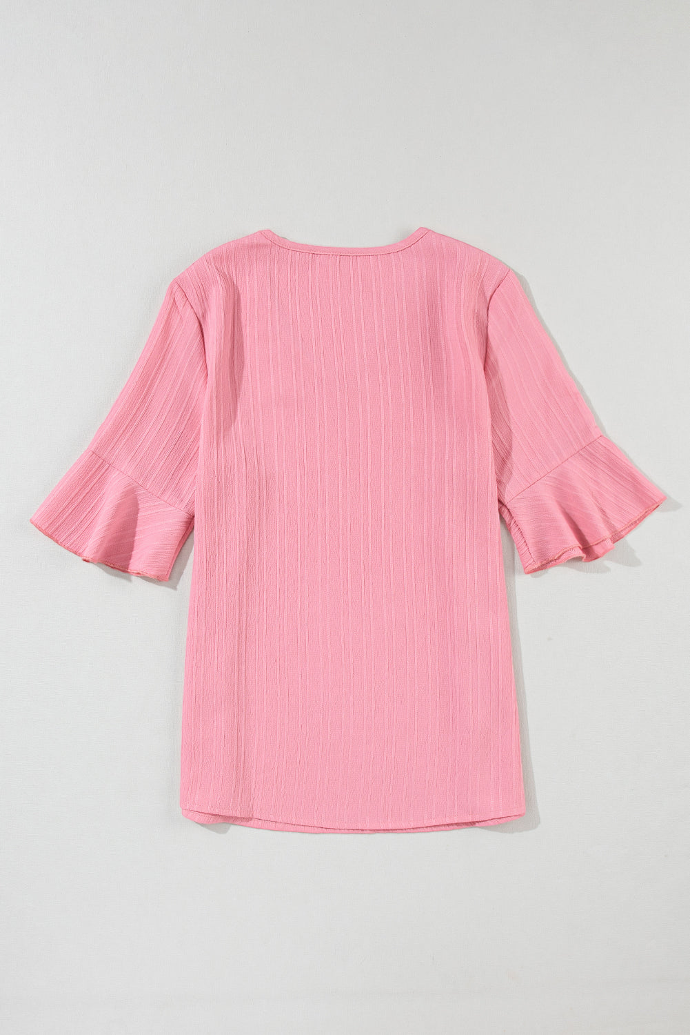 Ruffled Half Sleeve V-Neck Textured Top