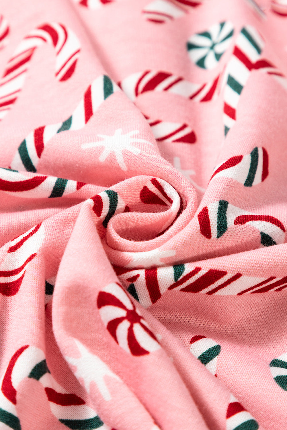 Pink Christmas Candy Cane Two Piece Pajamas Set