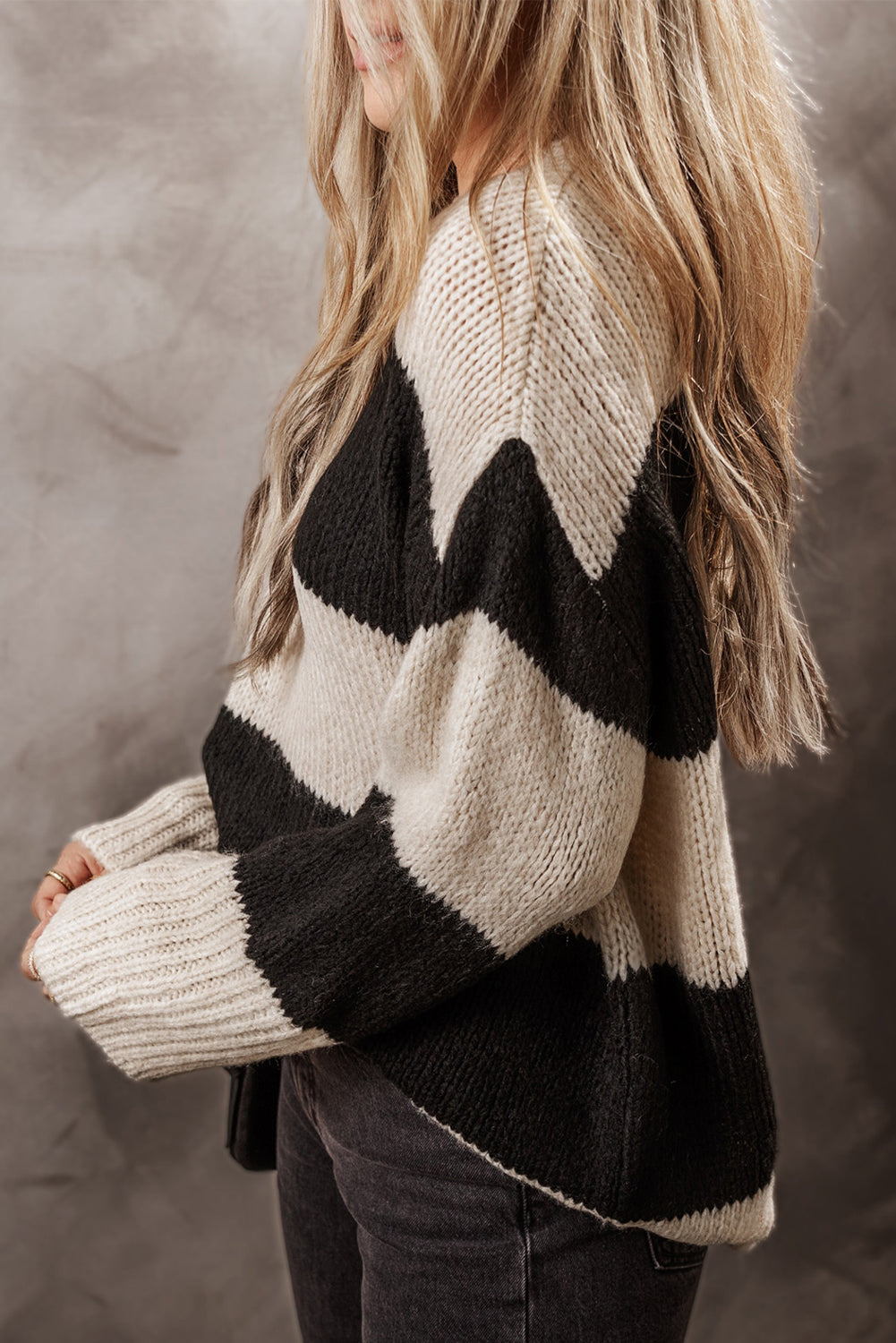 Color Block Loose Pullover Sweater