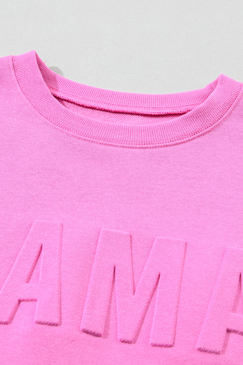 Bright Pink MAMA  Letter Embossed Casual Sweatshirt