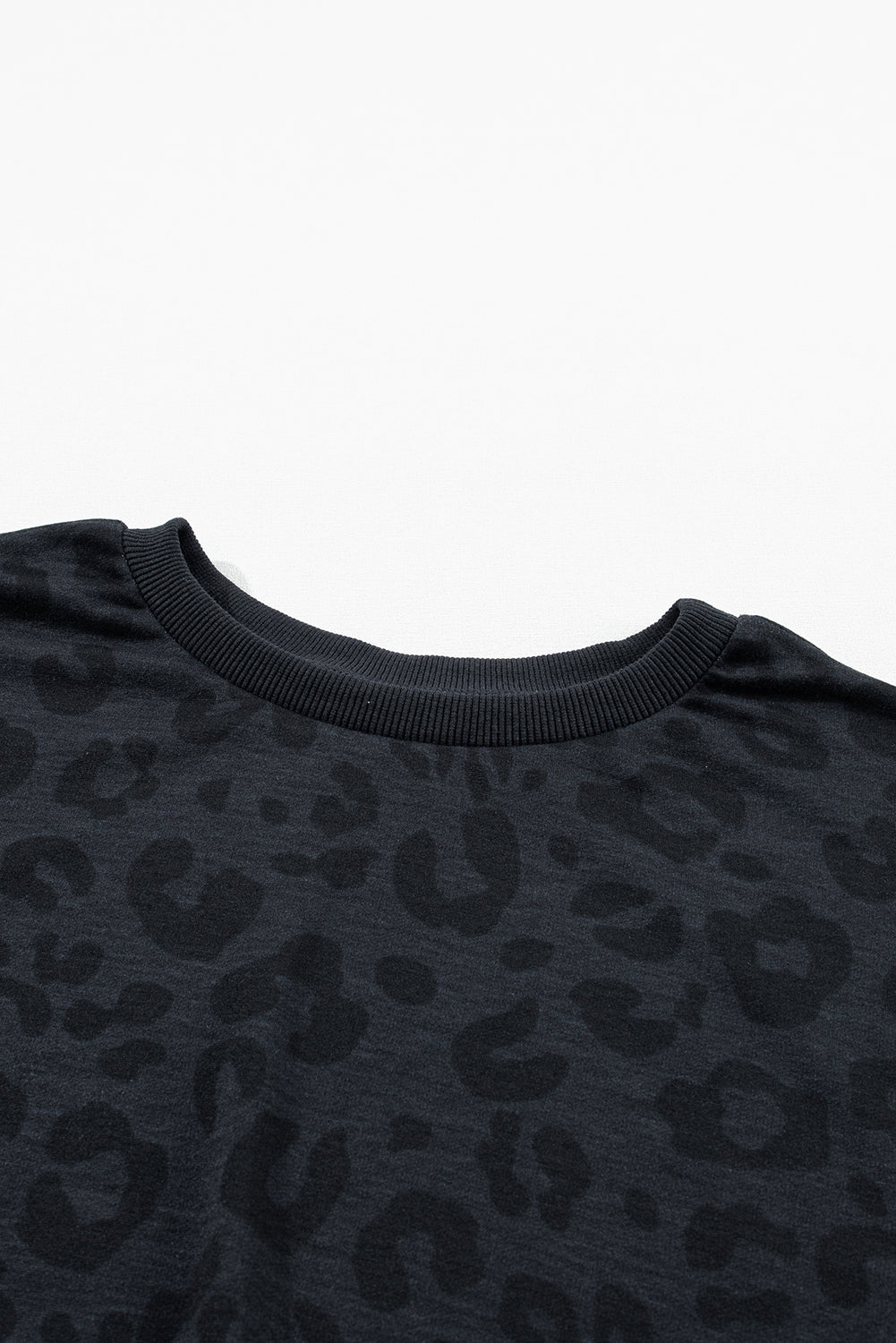 Leopard Long Sleeve Satin Tie Shorts - Two Piece Set in Grey