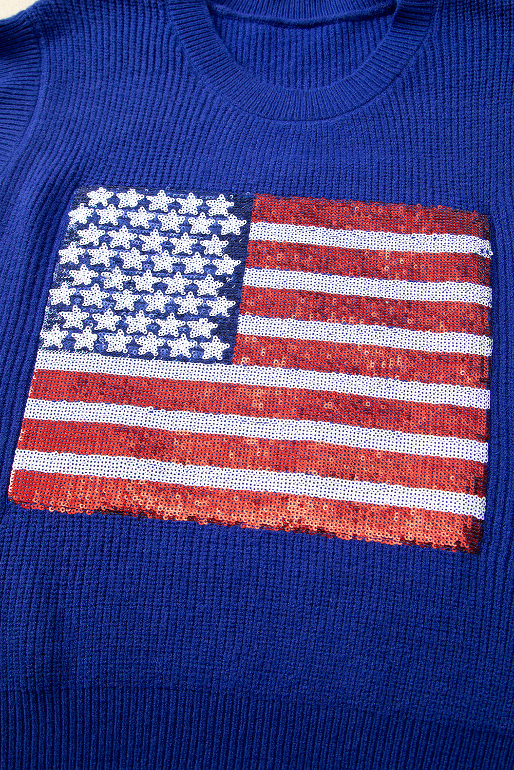 Bluing Sparkling American Flag Knitted Top