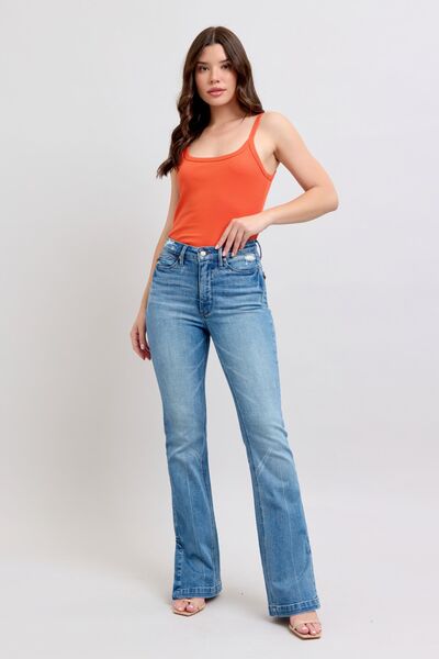 Judy Blue Tummy Control Vintage Wash Side Slit Slim Boot Jeans