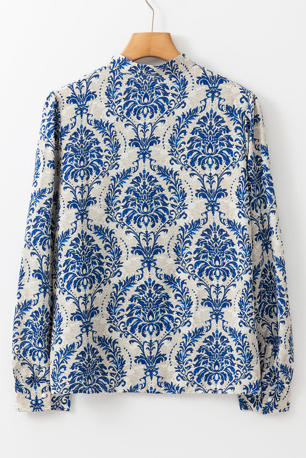 Sky Blue Bohemian Printed Bishop Sleeve Lace Blouse