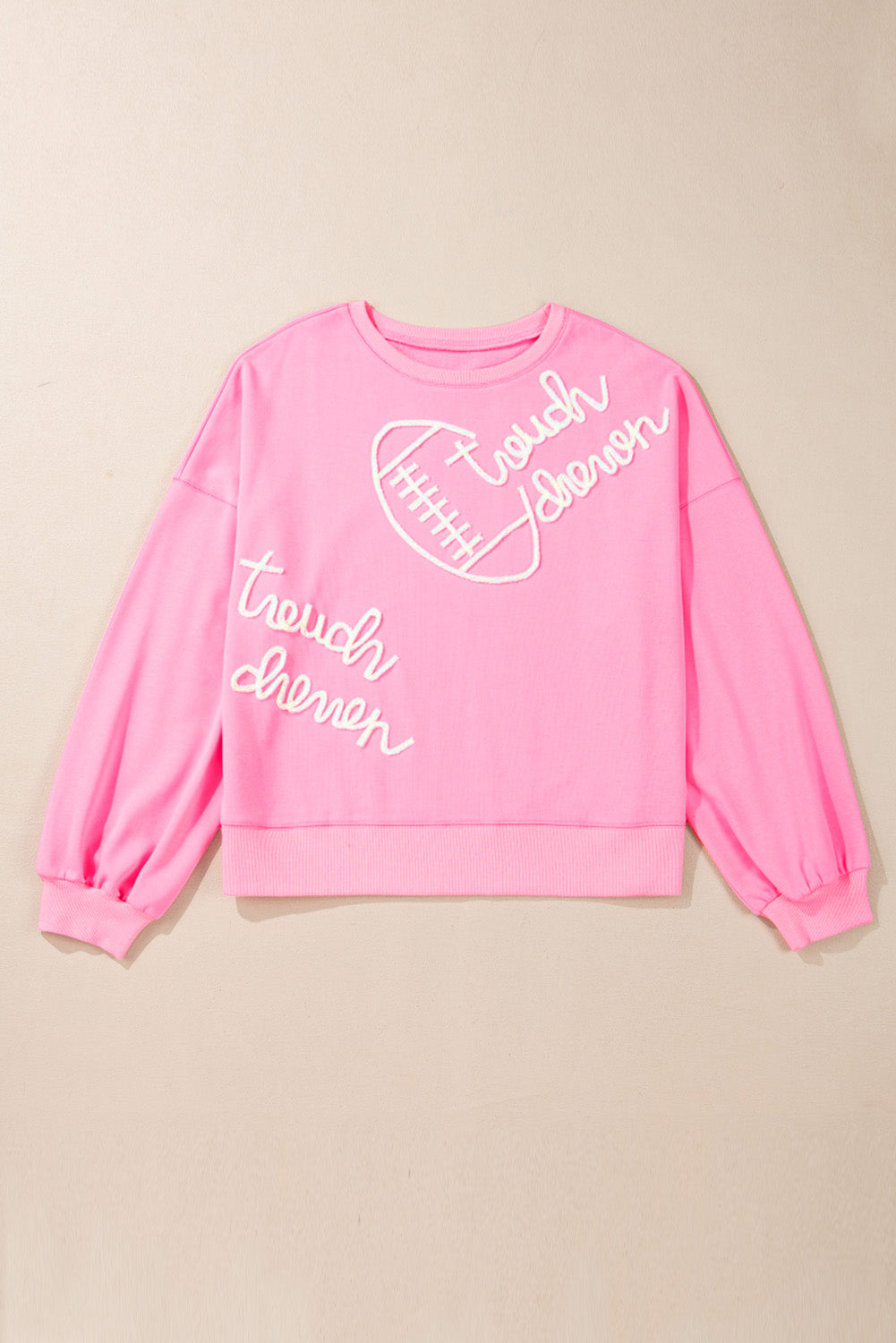 Pink Touch Down Embroidered Sweatshirt in CURVY SIZE ONLY