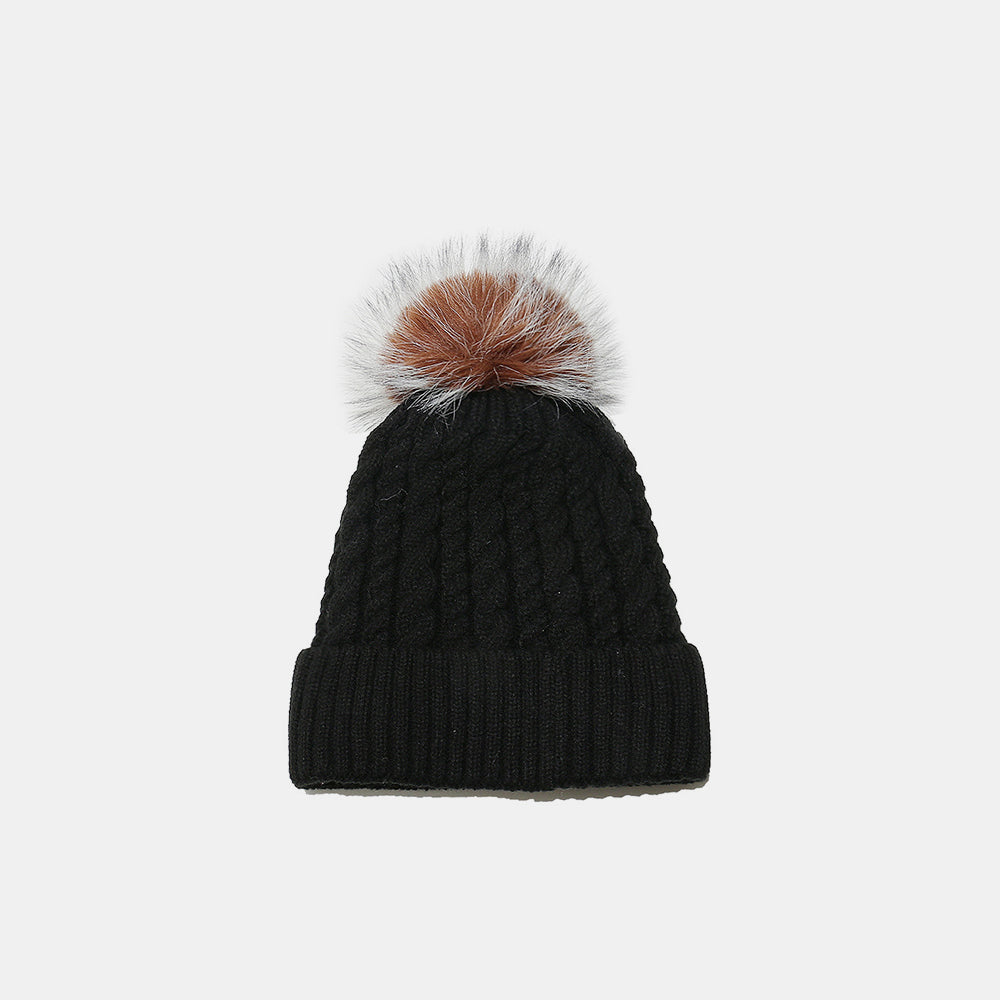 Cable Knit Winter Hat with Pom Pom