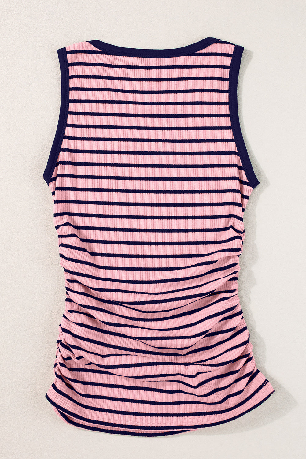 Stripe Contrast Round Neck Slimming Tank