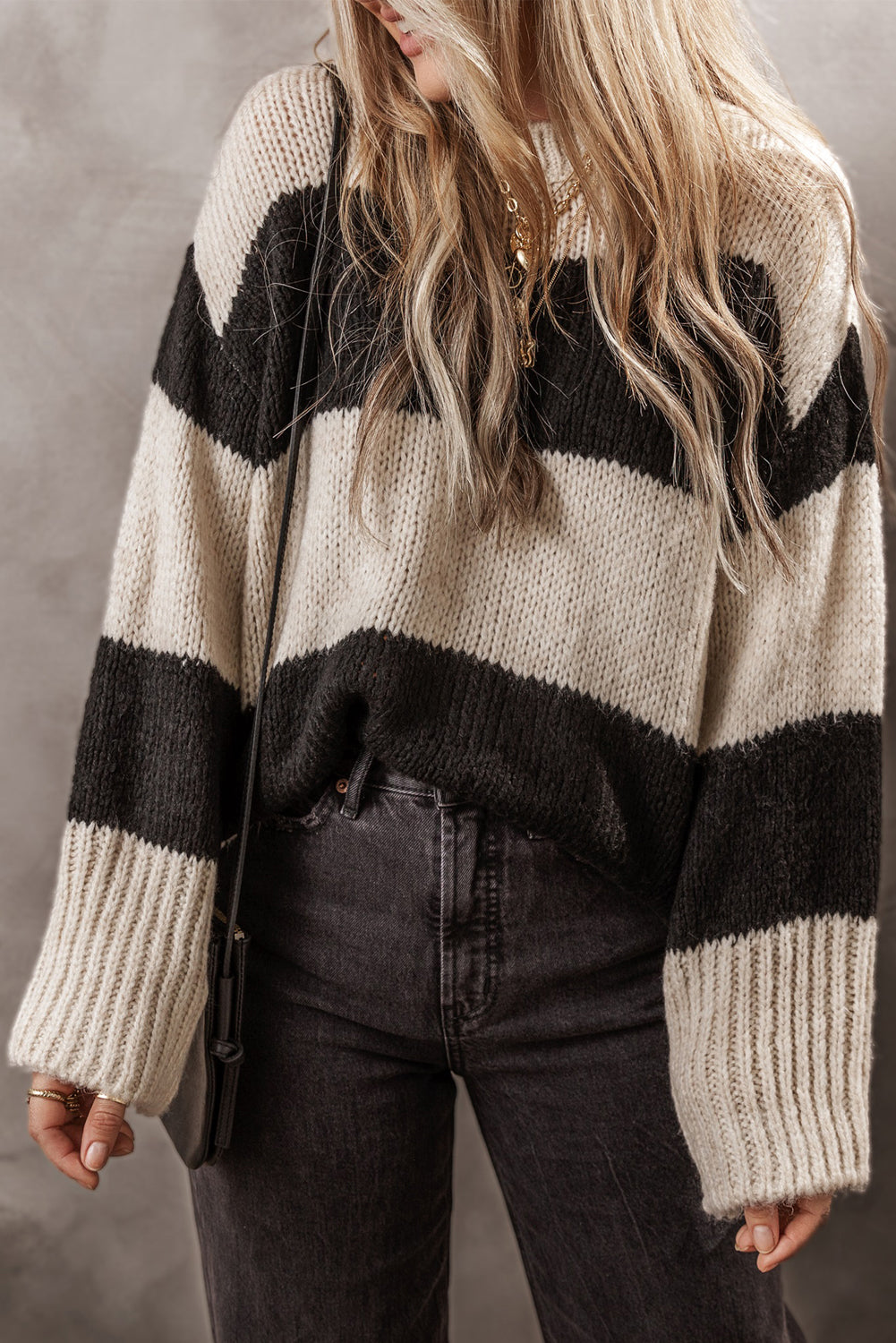 Color Block Loose Pullover Sweater