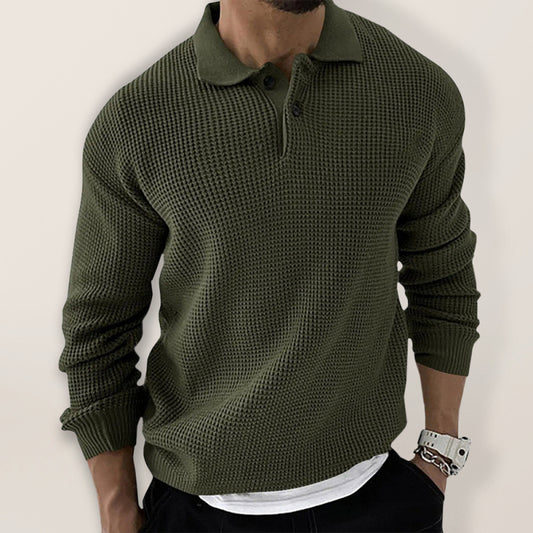 Men's Lapel Urban Slim Long Sleeve Knitted Sweater