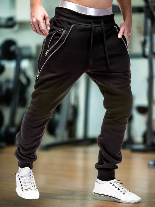 Men's casual personalized zipper trim joggers