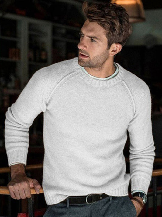 Men's round neck slim fit tops and sweaters