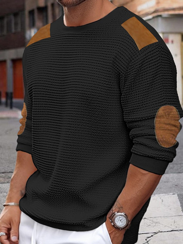 Men's Patchwork Textured Sweater