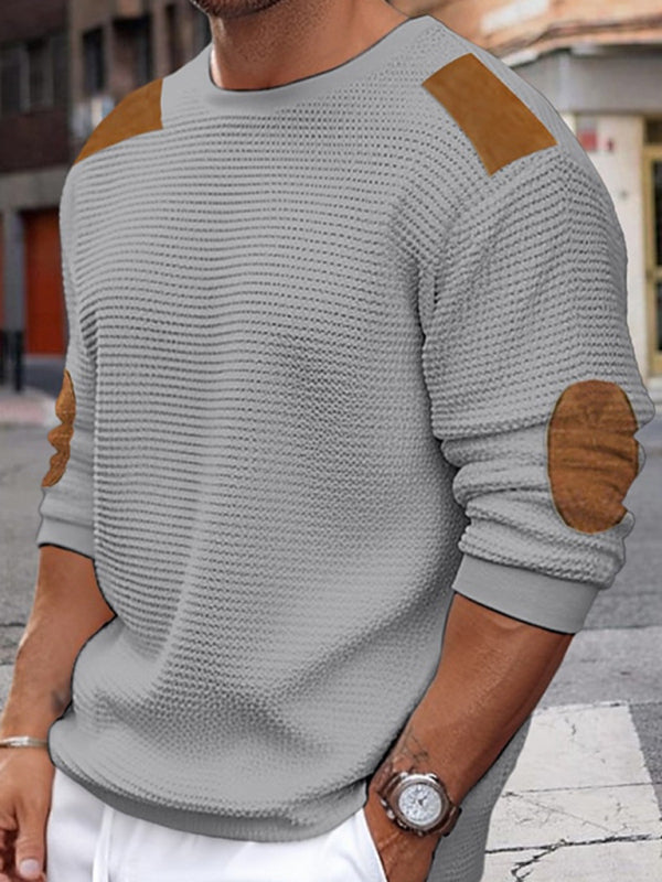 Men's Patchwork Textured Sweater